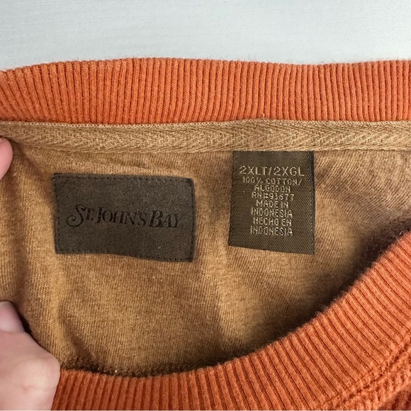 Men’s St. John’s Bay Long Sleeve Shirt Orange 2XLT - Picture 2 of 4